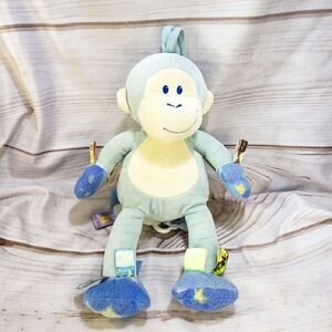 Taggies Blue Monkey Plush Musical Pull Crib Toy Velour 13 Inch Mary Meyer Baby